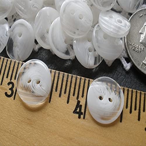 36 Cool Clear & White mKET Textured Buttons 1/2" (20L 13MM) 2 Hole Plastic Sewing sew on Crafts Jewelry Clasp Small Shirt Horn Effect
