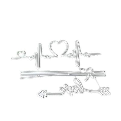 Cartoon ECG Love Arrow Metal Die Cuts, Cutting Dies for Card Making Clearance, Embossing Dies for Scrapbooking, DIY Album Paper Cards Decoration