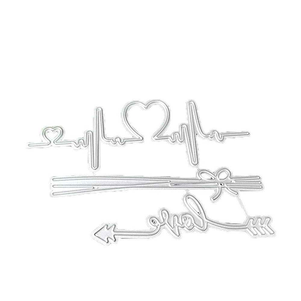 Cartoon ECG Love Arrow Metal Die Cuts, Cutting Dies for Card Making Clearance, Embossing Dies for Scrapbooking, DIY Album Paper Cards Decoration