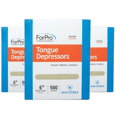 ForPro Professional Collection Senior Tongue Depressors, Large Wax Applicators, Wood Craft Sticks, 6 Senior Sized, Non-Sterile, 500-Count (Pack of 3)