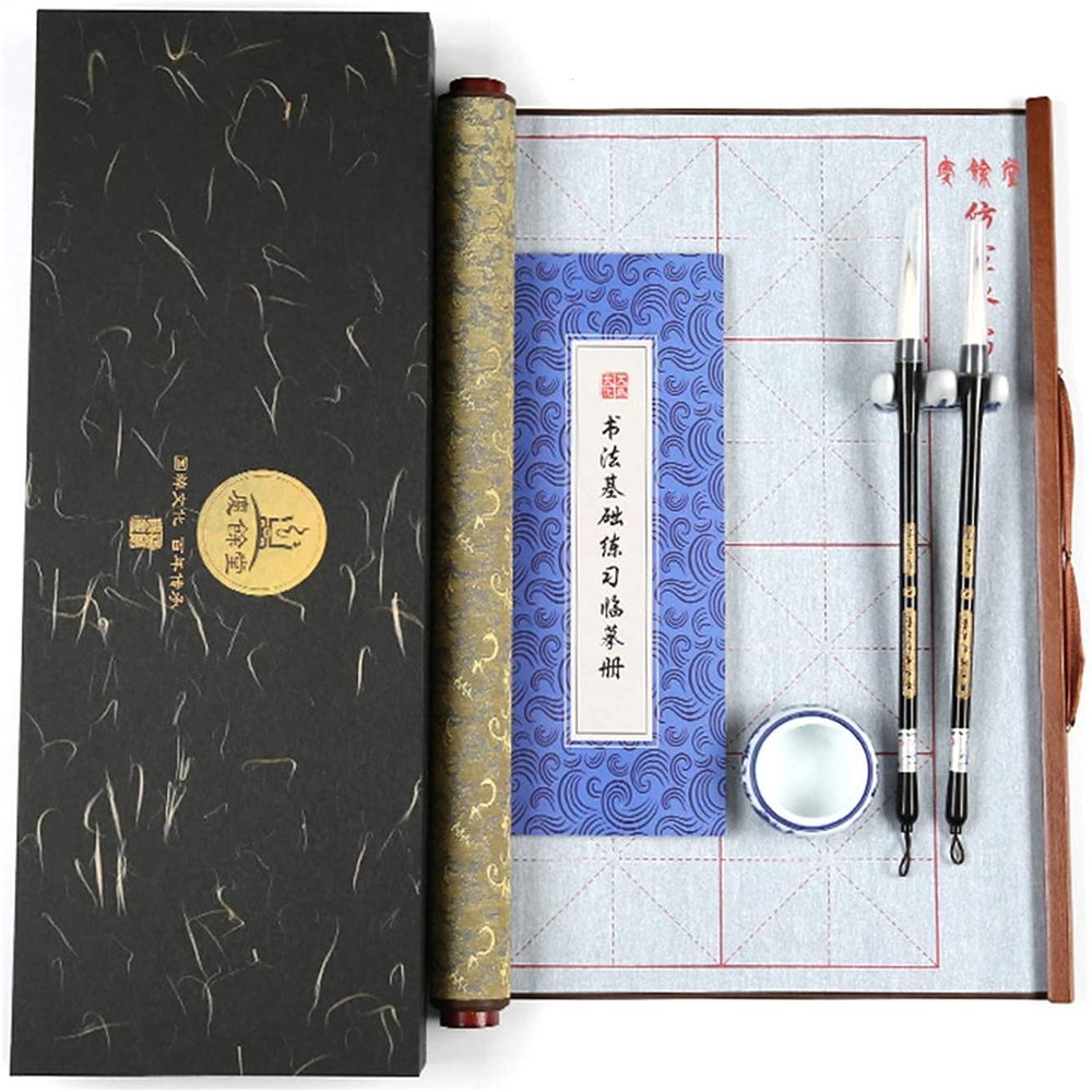 ZHANGDONG Chinese Calligraphy Brush Brush pens Calligraphy pens Chinese Calligraphy Painting Brush Writing Drawing Brushs/Chinese Calligraphy Set(Color:Plaid Writing Paper)