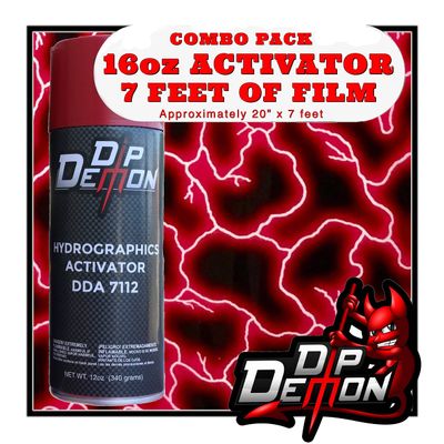 Hydrographic Film Activator Combo Kit Red Lightning Thunder Hydro Dipping 16oz Dip Demon