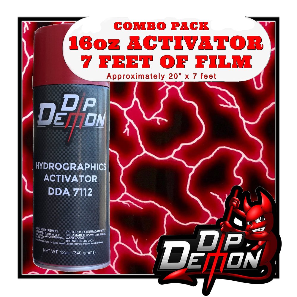 Hydrographic Film Activator Combo Kit Red Lightning Thunder Hydro Dipping 16oz Dip Demon