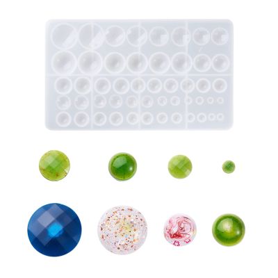 Boutigem 2pcs Cabochon Gem Resin Silicone Mold Round Cameo Dome Epoxy Resin Mould for DIY Jewelry Pendant Bracelet Necklace Earring Art Craft Making