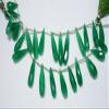 Beads Gemstone Green Onyx Faceted Long Drop Shape Beads, Onyx Cut Drop Beads, Gemstone for Jewelry, 7x16mm - 7x26mm 3 Inches Strand Code-HIGH-31126 view 2