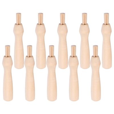 Wakauto 10Pcs Poking Felting Needle Pen Wooden Punch Handles,Cross Stitch Felting Needle Handles Wool Felting Supplies Embroidery Needle Handles Replacement