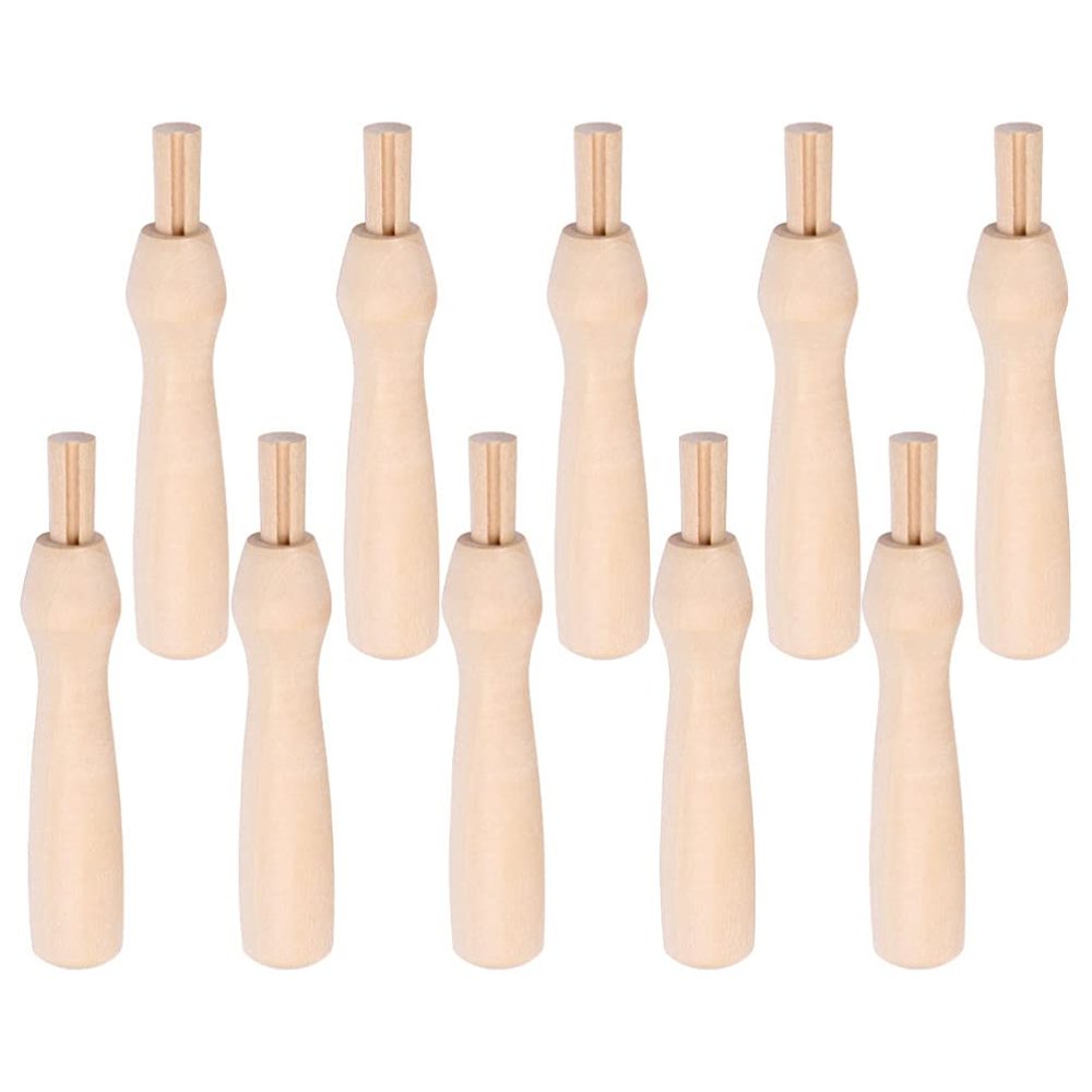 Wakauto 10Pcs Poking Felting Needle Pen Wooden Punch Handles,Cross Stitch Felting Needle Handles Wool Felting Supplies Embroidery Needle Handles Replacement