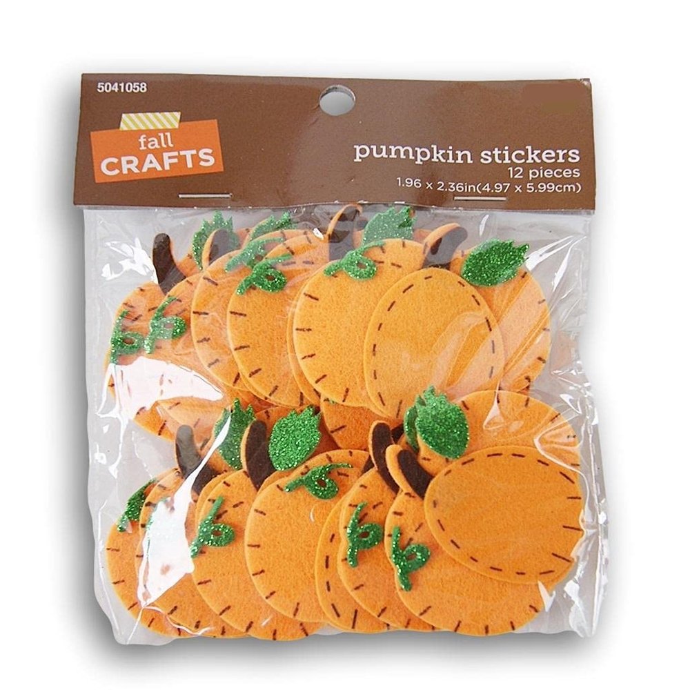 Felt Pumpkin Stickers Autumn Decorations Crafts - 12 Pieces