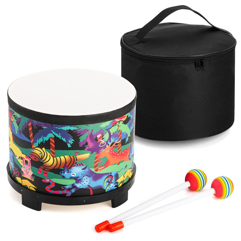 Tosnail 8 Inch Percussion Drum with Storage Bag and Mallets, Musical Instrument for Christmas Birthday Gift - Jungle