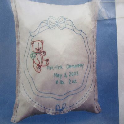 Birthday Bear Lace Edge Birthday Accent Pillow Stamped Kit