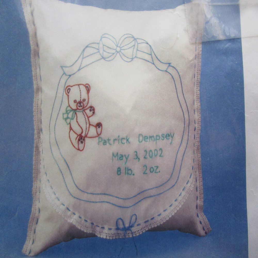Birthday Bear Lace Edge Birthday Accent Pillow Stamped Kit