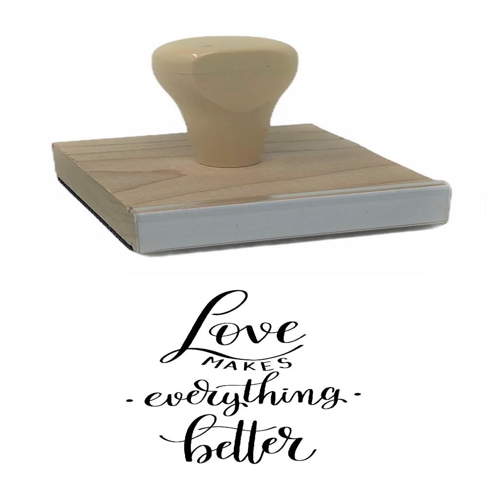 Hampton Tech Love Makes Everything Better Rubber Stamp, 2 X 2'' Wood Stamp