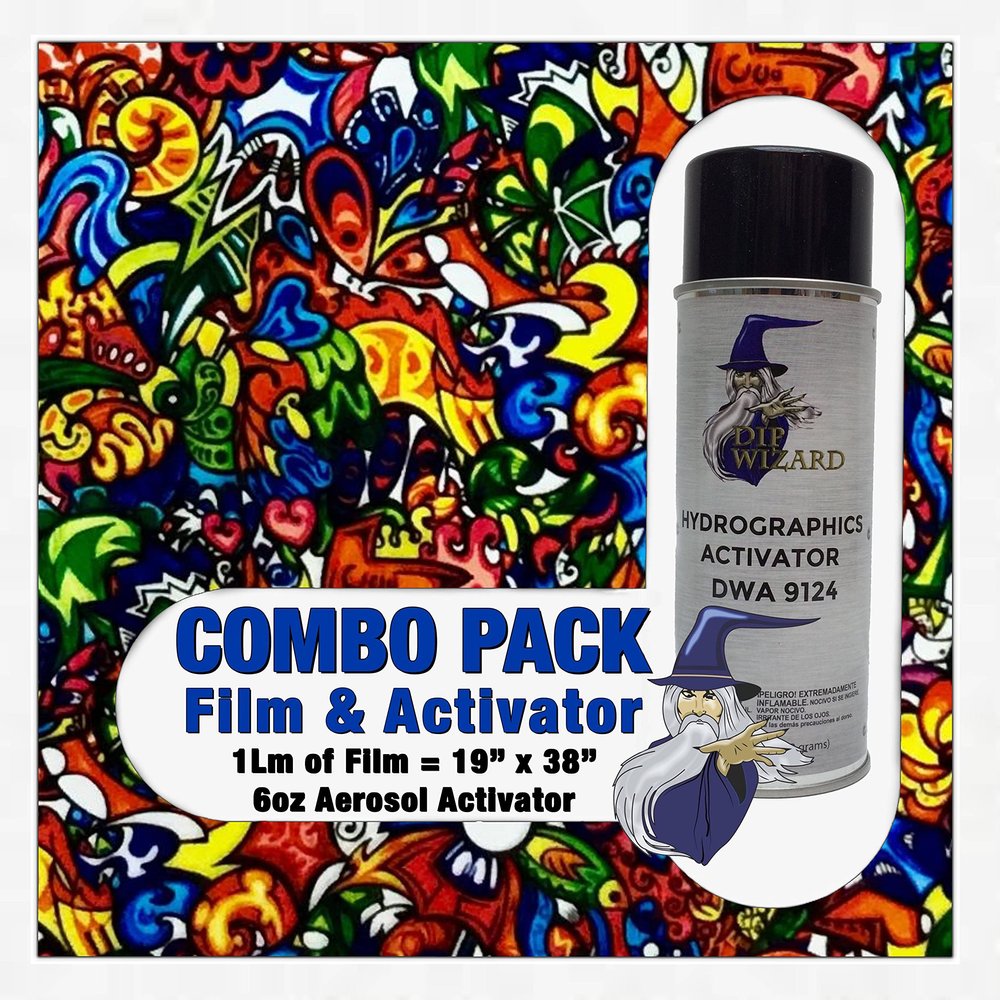 Hydrographic Film Color Fusion Sticker Bomb Activator Combo 6oz dip wizard Hydro dip Dipping