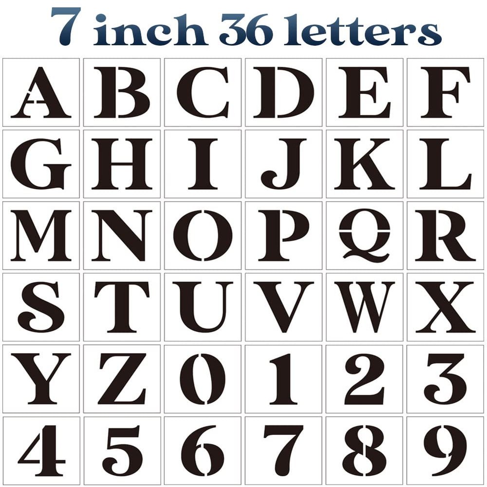 7inch Letter Stencils for Painting on Wood,Alphabet Stencils Drawing Stencil Letters Numbers Stencils for Wall Wood Signs Home Porch