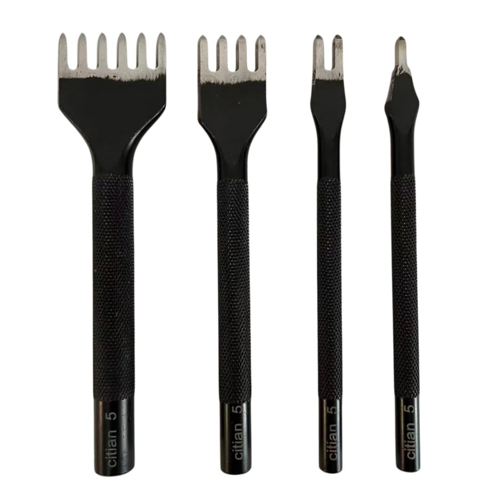 citian Mirror Polished White Steel 5mm 1/2/4/6 Claws DIY Diamond lace Stitching Chisel Set Leather Craft kit Inner Teeth polishing is Smoother and Labor-Saving