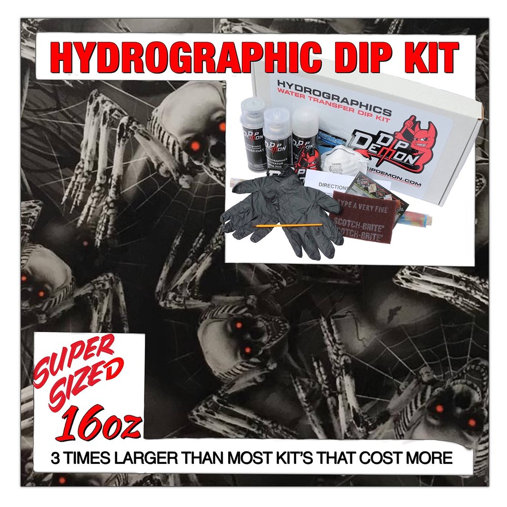 Hydrographic Dip Kit Spider Skulls 16oz dip Demon Hydro dip Dipping
