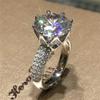 925 Sterling Silver Shiny Full Diamond Ring 18K Gold Round Cut 3ct Cubic Zirconia Promise Cocktail Rings CZ Diamond Multi Row Ring Eternity Engagement Wedding Band Ring for Women W.56 (US Code 6) view 2
