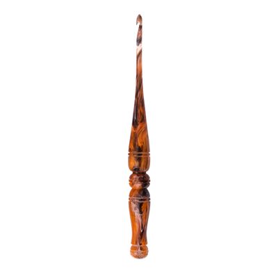 Ommi Ergonomic Handle Crochet Hooks | Handcrafted 7 Orange & Black Swirl Crochet Hook | Knitting Needle, Craft Yarn Weave | Best Gift! (Orange & Black, 7 mm)