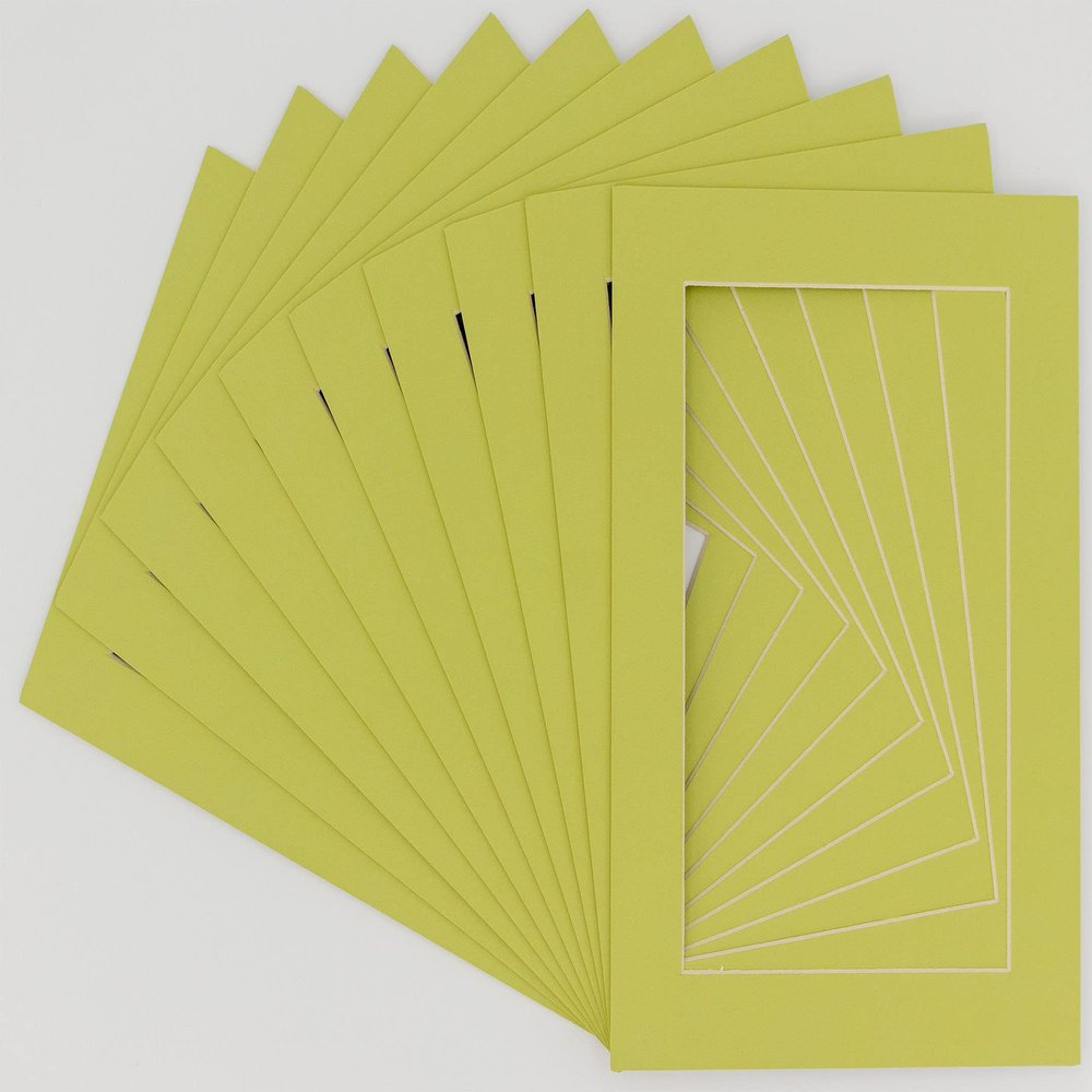 CountryArtHouse Pistachio Acid Free 8x10 Picture Frame Mats with White Core Bevel Cut for 5x7 Pictures - Fits 8x10 Frame - Pack of 100 Mats