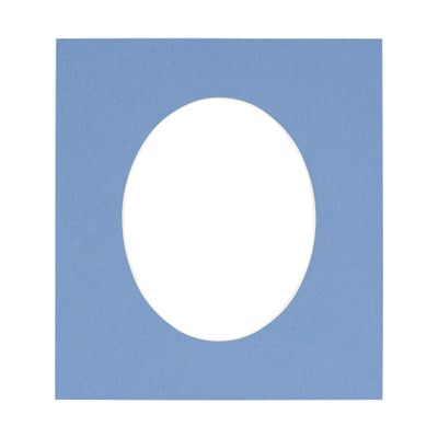 Brittany Blue Acid Free 6x7.5 Oval Picture Frame Mat with White Core Bevel Cut for 3x5 Pictures - Fits 6x7.5 Frame