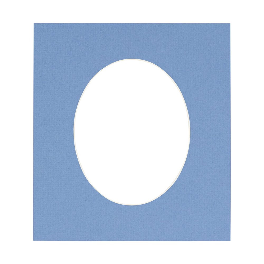 Brittany Blue Acid Free 6x7.5 Oval Picture Frame Mat with White Core Bevel Cut for 3x5 Pictures - Fits 6x7.5 Frame
