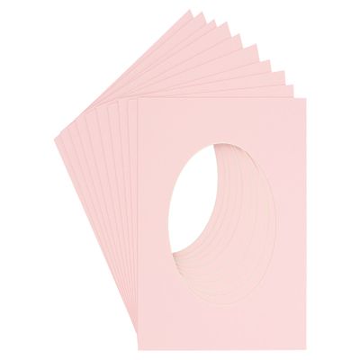 CountryArtHouse Soft Pink Acid Free 7x7 Circle Picture Frame Mat with White Core Bevel Cut for 5x5 Pictures - Fits 7x7 Frame