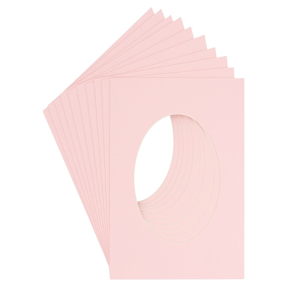 CountryArtHouse Soft Pink Acid Free 7x7 Circle Picture Frame Mat with White Core Bevel Cut for 5x5 Pictures - Fits 7x7 Frame