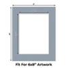 CountryArtHouse Mid Grey Acid Free 8x10 Picture Frame Mats with White Core Bevel Cut for 6x8 Pictures - Fits 8x10 Frame - One Mat view 2