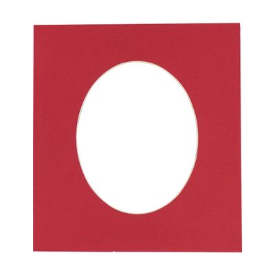CountryArtHouse Deep Red Acid Free 6x7.5 Oval Picture Frame Mat with White Core Bevel Cut for 3x5 Pictures - Fits 6x7.5 Frame