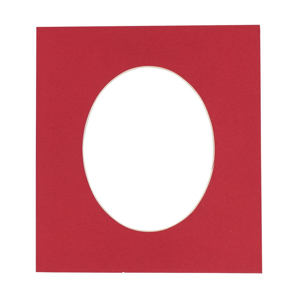 CountryArtHouse Deep Red Acid Free 6x7.5 Oval Picture Frame Mat with White Core Bevel Cut for 3x5 Pictures - Fits 6x7.5 Frame