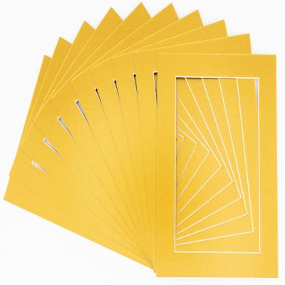 Metallic Gold Acid Free 12x16 Picture Frame Mats with White Core Bevel Cut for 8x12 Pictures - Fits 12x16 Frame - Pack of 100 Mats