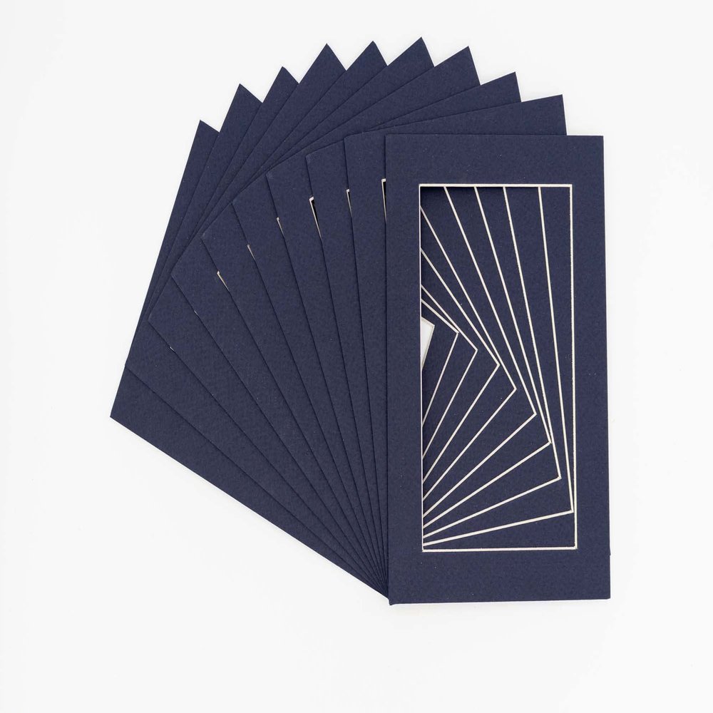 Navy Blue Acid Free 11x14 Picture Frame Mats with White Core Bevel Cut for 8x12 Pictures - Fits 11x14 Frame - Pack of 100 Mats - with Bags & Backings