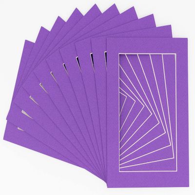 CountryArtHouse Purple Acid Free 5x7 Picture Frame Mats with White Core Bevel Cut for 4x6 Pictures - Fits 5x7 Frame - Pack of 100 Mats