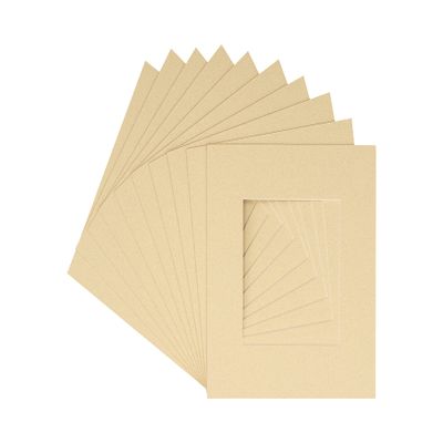 Tan Acid Free 16x16 Picture Frame Mats with White Core Bevel Cut for 12x12 Pictures - Fits 16x16 Frame - Pack of 25 Mats