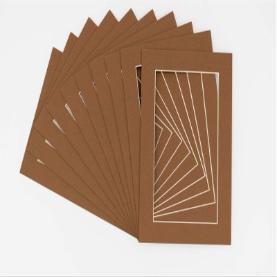 Aged Oak Acid Free 12x16 Picture Frame Mats with White Core Bevel Cut for 8.5x11 Pictures - Fits 12x16 Frame - Pack of 100 Mats