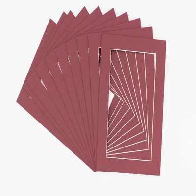 Maroon Acid Free 11x14 Picture Frame Mats with White Core Bevel Cut for 8x12 Pictures - Fits 11x14 Frame - Pack of 100 Mats - with Bags & Backings