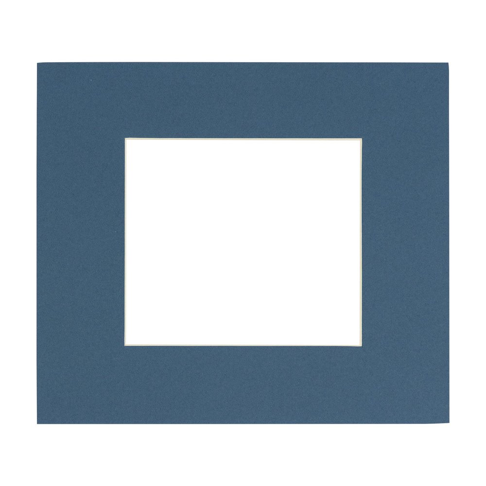 CountryArtHouse Steel Blue Acid Free 7x7 Square Picture Frame Mat with White Core Bevel Cut for 5x5 Pictures - Fits 7x7 Frame