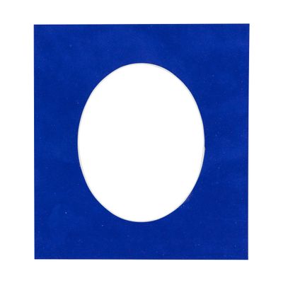 CountryArtHouse Royal Blue Suede Acid Free 6x7.5 Oval Picture Frame Mat with White Core Bevel Cut for 3x5 Pictures - Fits 6x7.5 Frame