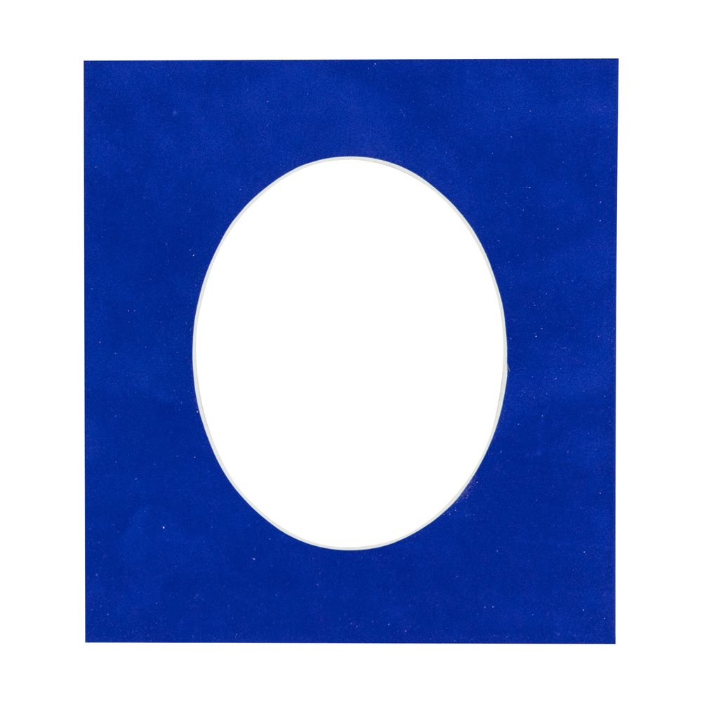 CountryArtHouse Royal Blue Suede Acid Free 6x7.5 Oval Picture Frame Mat with White Core Bevel Cut for 3x5 Pictures - Fits 6x7.5 Frame