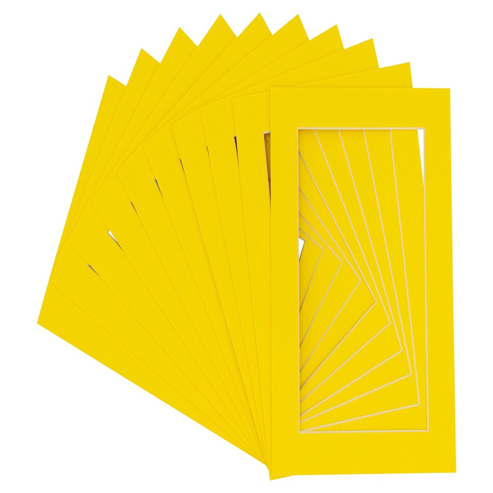 CountryArtHouse Vibrant Yellow Acid Free 16x20 Picture Frame Mats with White Core Bevel Cut for 13x19 Pictures - Fits 16x20 Frame - Pack of 100 Mats