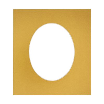 Metallic Gold Acid Free 6x7.5 Oval Picture Frame Mat with White Core Bevel Cut for 3x5 Pictures - Fits 6x7.5 Frame