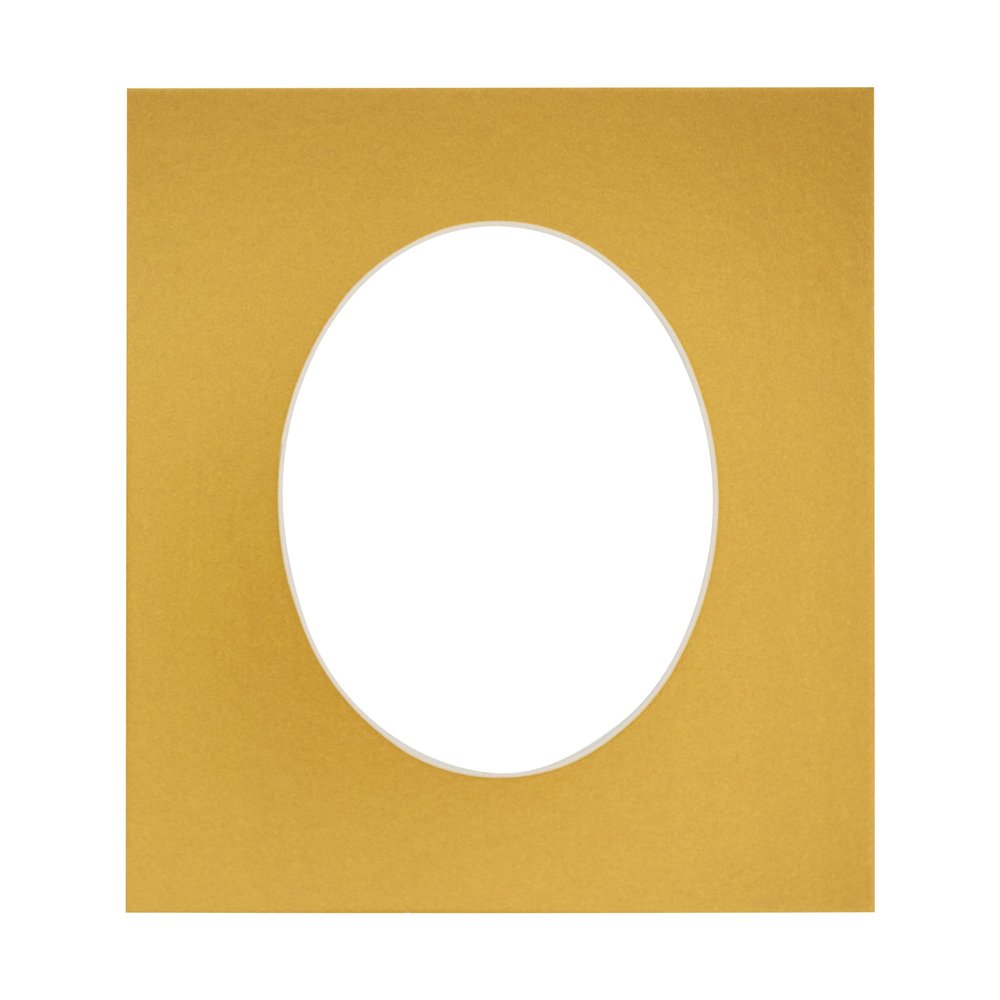 Metallic Gold Acid Free 6x7.5 Oval Picture Frame Mat with White Core Bevel Cut for 3x5 Pictures - Fits 6x7.5 Frame