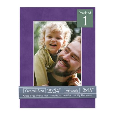 CountryArtHouse Crocus Suede Acid Free 18x24 Picture Frame Mats with White Core Bevel Cut for 12x18 Pictures - Fits 18x24 Frame - One Mat - With Bag & Backing