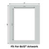 Grey Acid Free 11x14 Picture Frame Mats with White Core Bevel Cut for 8x12 Pictures - Fits 11x14 Frame - Pack of 10 Mats - with Bags & Backings view 2