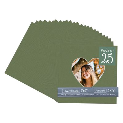CountryArtHouse Dill Acid Free 7x7 Heart Picture Frame Mat with White Core Bevel Cut for 4x5 Pictures - Fits 7x7 Frame