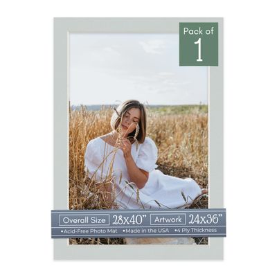 CountryArtHouse Grey Acid Free 28x40 Picture Frame Mats with White Core Bevel Cut for 24x36 Pictures - Fits 28x40 Frame - One Mat