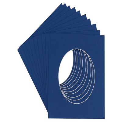 CountryArtHouse Bottle Blue Acid Free 7x7 Circle Picture Frame Mat with White Core Bevel Cut for 5x5 Pictures - Fits 7x7 Frame