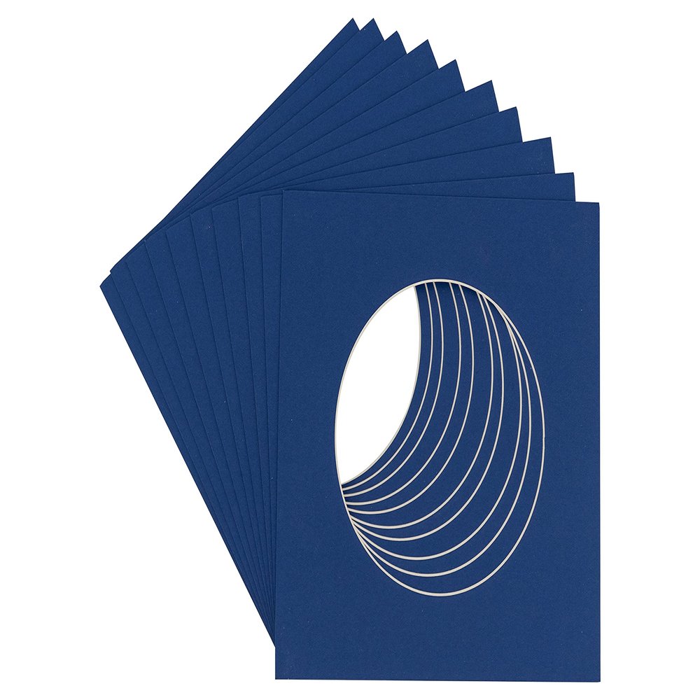 CountryArtHouse Bottle Blue Acid Free 7x7 Circle Picture Frame Mat with White Core Bevel Cut for 5x5 Pictures - Fits 7x7 Frame