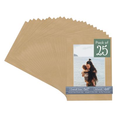 CountryArtHouse Thicket Suede Acid Free 5x7 Picture Frame Mats with White Core Bevel Cut for 4x6 Pictures - Fits 5x7 Frame - Pack of 25 Mats