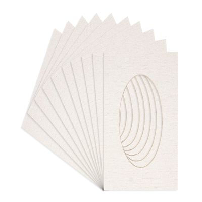 CountryArtHouse White Linen Acid Free 6x7.5 Oval Picture Frame Mat with White Core Bevel Cut for 3x5 Pictures - Fits 6x7.5 Frame